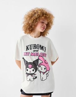 Maglietta Con Stampa Kuromi A Maniche Corte Donna Xs Bianco Roto