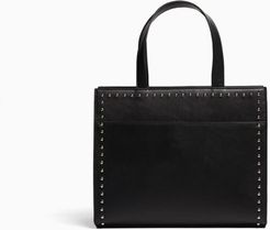 Borsa Shopper Multiposizione Con Borchie Donna Nero