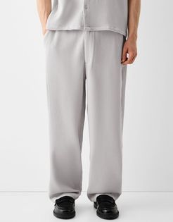 Pantaloni Wide Leg Plissettati Uomo Xs Grigio