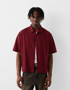 Camicia Maniche A 3/4 Quadri Uomo L Rosso