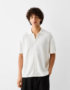 Camicia A Maniche Corte Traforata Uomo S Bianco