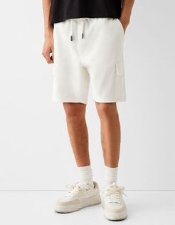 Bermuda Jogger Cargo Soft Uomo L Bianco Roto