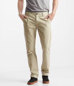 Solid Slim-Straight Flat-Front Chinos - Tan, 38X30