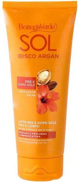 SOL Ibisco Argan - Latte pre e dopo sole - viso e corpo - prepara e prolunga l'abbronzatura - con olio di Ibisco e olio di Argan - pre e dopo sole - senza filtri solari