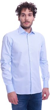 CAMICIA BRANCACCIO SLIM FIT OPERATA COLLO ITALIANO CELESTE