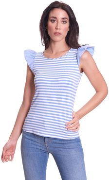 T-SHIRT LUCKYLU RIGATA CON MANICA CAMICIA