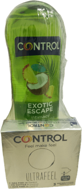 Kit Exotic Escape Gel lubricante 200 ml + 2 preservativi Ultrafeel