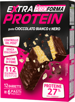 Extra Protein Barrette Gusto Cioccolato Bianco e Nero 6 pasti 12 pezzi