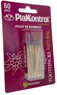 Plakkontrol Toothpicks Natural Bastoncini per la rimozione della placca dentale 50 pezzi