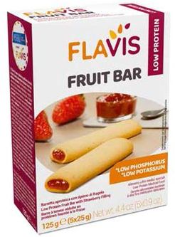 Flavis Fruit Bar Barrette aproteiche con ripieno di fragola 5 x 25 g