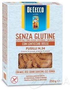 Senza Glutine Fusilli Con Lenticchie Rosse N.34 250 gr