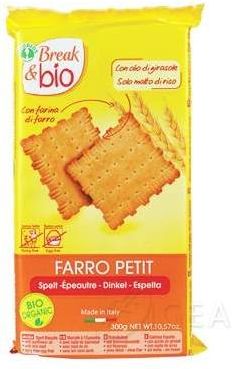 Break&Bio Farro Petit Biscotti biologici senza uova latte e zuccheri aggiunti 300 g