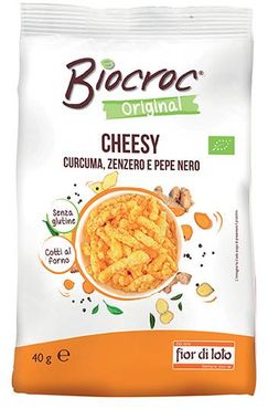 Biocroc Cheesy Curcuma Zenzero e Pepe Nero Snack Biologico 40 g
