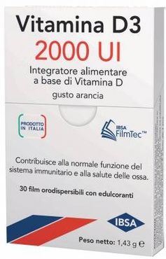 2000 UI Vitamina D3 Integratore 30 film orodispersibili