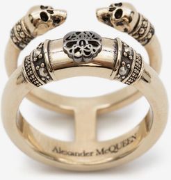 Skull and Charm Seal Double Ring - Item 630070J160X7124