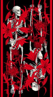 Floral Silhouette Skeleton Scarf - Item 6251244C59Q1074