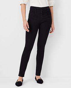 Sculpting Pocket High Rise Skinny Jeans in Jet Black Wash