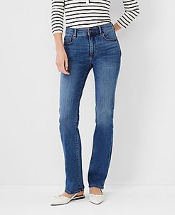 Petite Curvy Sculpting Pocket Slim Boot Cut Jeans in Mid Stone Wash