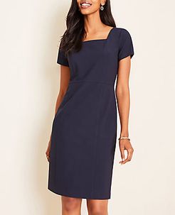 The Petite Square Neck Sheath Dress in Seasonless Stretch