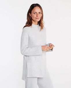 Shimmer Mock Neck Tunic Sweater