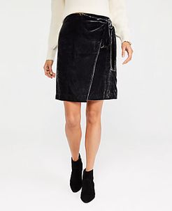 Velvet Tie Waist Wrap Skirt