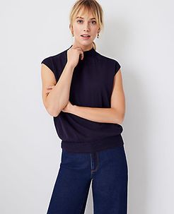 Smocked Mock Neck Shell Top