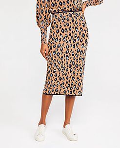 Petite Leopard Jacquard Sweater Pencil Skirt