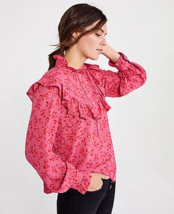 Petite Floral Ruffle Bib Top