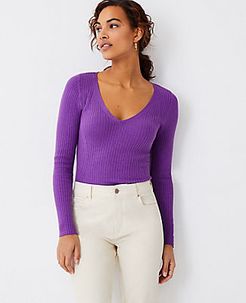 Ribbed V-Neck Sweater