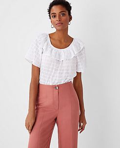 Ruffle Neck Flutter Sleeve Top