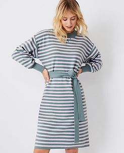 Striped Belted Sweater Dress