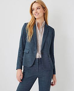 The Petite One-Button Blazer in Crosshatch