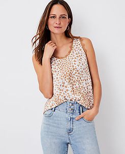 Petite Leopard Print Lace Trim Cami