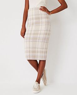 Petite Plaid Sweater Pencil Skirt