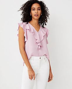 Tall Ruffle V-Neck Shell Top