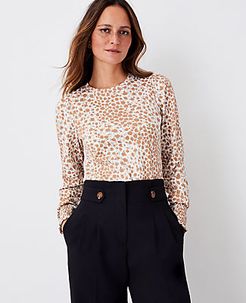 Petite Leopard Print Puff Sleeve Top