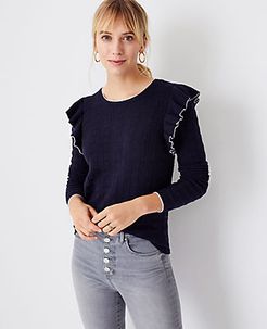 Petite Ruffle Shoulder Sweater