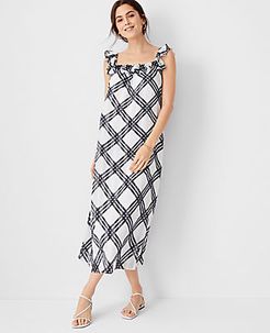 Plaid Ruffle Midi Dress