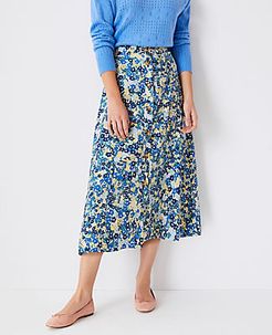 Petite Floral Button Front Midi Skirt