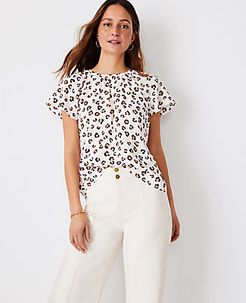 Animal Print Flutter Sleeve Top