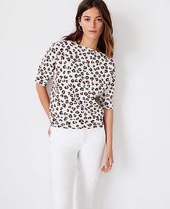 Leopard Print Boatneck Sweater Tee