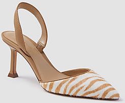 Marta Zebra Print Haircalf Slingback Pumps