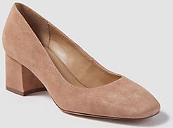 Roxie Suede Square Toe Block Heel Pumps