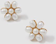 Pearlized Flower Stud Earrings