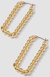 Rectangle Metal Rope Hoop Earrings