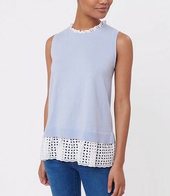 Eyelet Mixed Media Sweater Tank