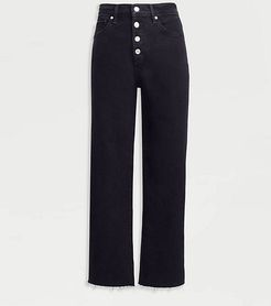 Petite High Waist Wide Leg Crop Jeans in Washed Black Wash