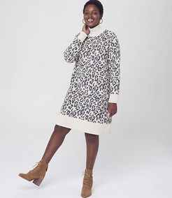 LOFT Plus Leopard Jacquard Turtleneck Dress