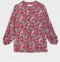 Petite Paisley Split Neck Blouse