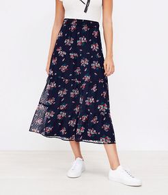 Floral Tiered Midi Skirt